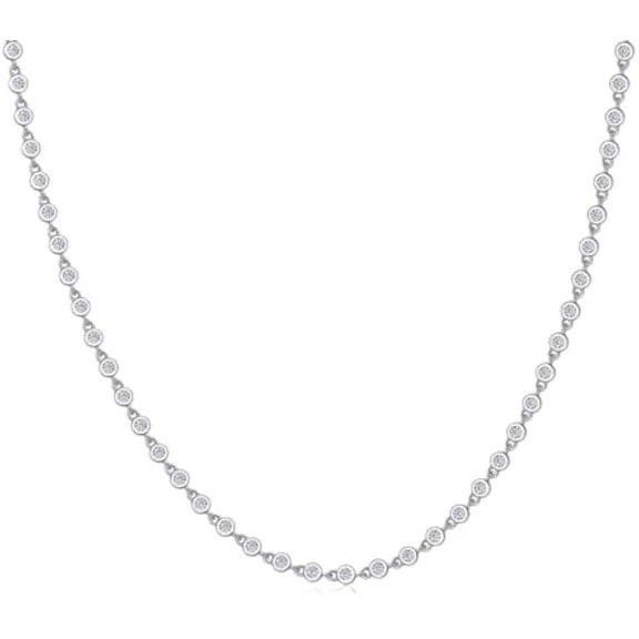 Moissanite Tennis Necklace for Women 2MM Tennis Necklace Diamond Tennis Chain 925 Sterling Silver Necklace for Women Wedding Bridal Necklace Moissanite Diamond Chain(16.17-19.69 in Adjustable）