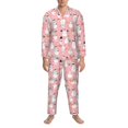 thumbnail image 3 of Balery Cute Pink Snowman Cat Pijama para Hombre de Dos Piezas con Manga Larga, Conjunto de Dormir y Descanso Suave con Bolsillos-Medium, 3 of 7