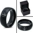 thumbnail image 4 of Tungsten Anchor Rope Band Ring 8mm Men Women Comfort Fit Black Dome Polished, 4 of 4