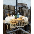 thumbnail image 2 of Hokiten Outdoor Tablecloths with Umbrella Hole & Zipper, Yellow Gnomes Round Tablecloths 60 Inch, Sunflower Bee Pastoral Botanical Retro Waterproof Table Cloth, Patio/Pool/Picnic Table Covers, 2 of 7