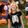 thumbnail image 5 of Alaiyaky Halloween Shirt for Men Women Halloween Party T-Shirt Halloween Pumpkin Bat Shirts Skeleton Body Print Tee Unique, 5 of 8