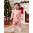 thumbnail image 4 of Cjfdfy Toddler Baby Girl Christmas Outfits Gingerbread Man Print Long Sleeve Ruffle Sweatshirt And Pants Infant Cute My Christmas Fall Winter Outfit 0-3Y, 4 of 9