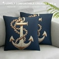 thumbnail image 3 of COMIO  Ocean Theme Blue Pillow Covers with Compass/Anchor/Sailboat/Navigation Pattern Coastal Sailing Cushion Covers Nautical Beach Decorative Pillowcases for Sofa/Couch, 3 of 5