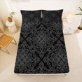 thumbnail image 5 of jejeloiu Dark Damask Queen Sheets For Men Women,Vintage Print Queen Sheet Sets,Grey Black,4-Piece,1 Flat Sheet, 1 Fitted Sheet and 2 Pillowcases, 5 of 6