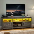 thumbnail image 2 of Uforic TV Cabinet with Storage, LED Lights, and Power Outlet, TV Stand for Living Room, Bedroom, or Apartment, Accommodate 65 Inch TVs, Washed Gray, 2 of 8