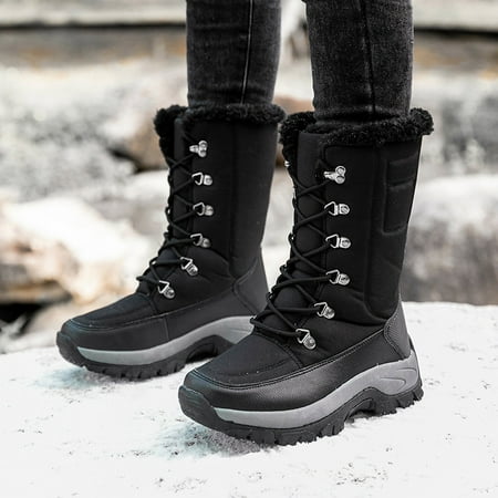 

Akiihool Snow Boots for Women Fashion Womens Boots Lace Up Ankle Boots Outdoor Booties Comfortable Shoes for Women (Black 8)