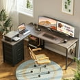 thumbnail image 6 of Casacomoda L Shaped Computer Desk with Charging Station, 53 inch PC Table Study Desk 4 Tier Drawers, Modern Simple Style Laptop Desk for Bedroom, Grey Oak, 6 of 7