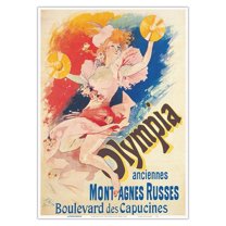 Olympia Music Hall Paris France - formally known as the Montagnes Russes - Vintage French Advertising Poster by Jules Chéret c.1898 - Master Art Print 10in x 14in