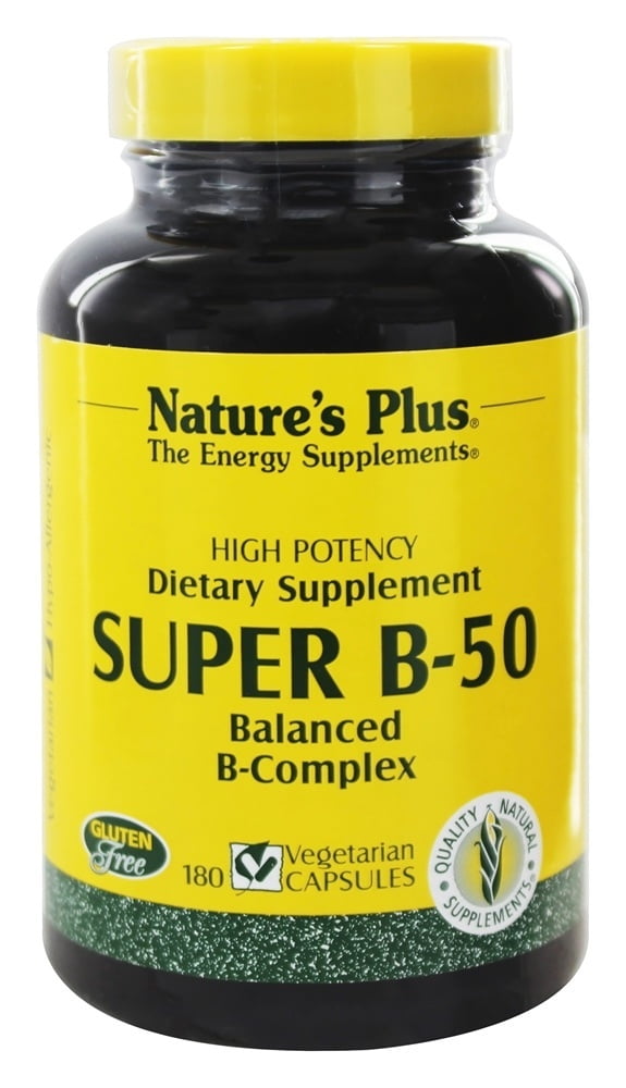Nature's Plus - Super B50 Balanced B Complex - 180 Vegetarian Capsules