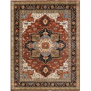 Pasargad Home Serapi 12' X 15' Hand-Knotted Wool Rust/Navy Rug - All Ages, Indoors