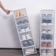 thumbnail image 5 of Set of 18 PCS Stackable Shoe Storage Box Foldable Clear  Sneaker Display Plastic Box White, 5 of 10