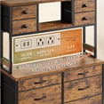 thumbnail image 6 of EnHomee 62.8"H Tall Dressers for Bedroom with 14 Drawers Fabric Dresser with LED Lights and Charging Station,Chests of Drawers with Open Shelves,Rustic Brown, 6 of 8
