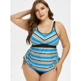 thumbnail image 2 of Más el tamaño de rayas Cinched baño tankini Rosegal Camisetas sin mangas de talla grande, 2 of 5