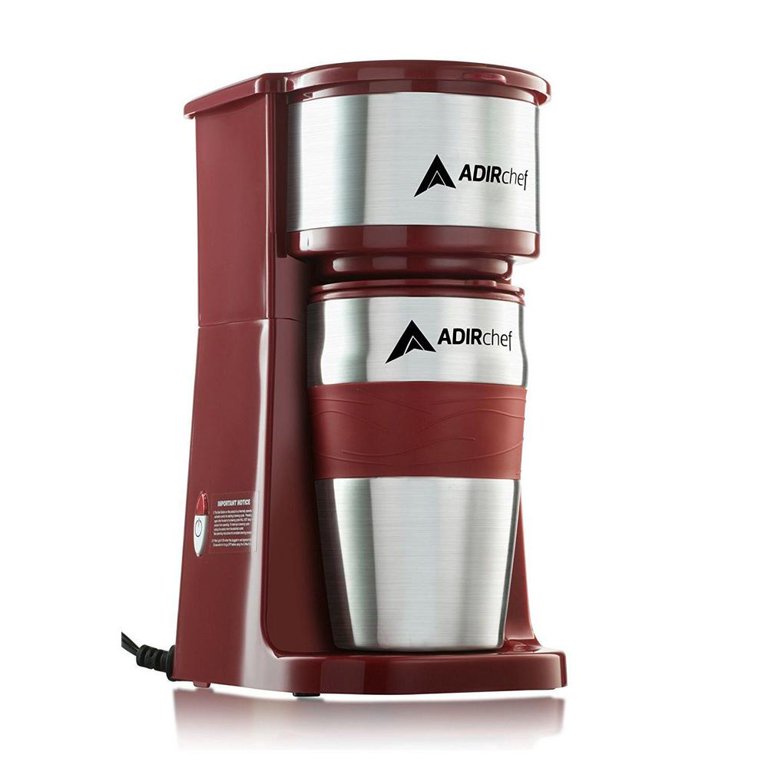 AdirChef Grab N' Go Personal Coffee Maker with 15 oz. Travel Mug (Orange)