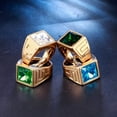 thumbnail image 3 of PAURO Men's Stainless Steel Vintage Square Agate Gemstone Ring High Polished Gold Side,Green Size 9, 3 of 5