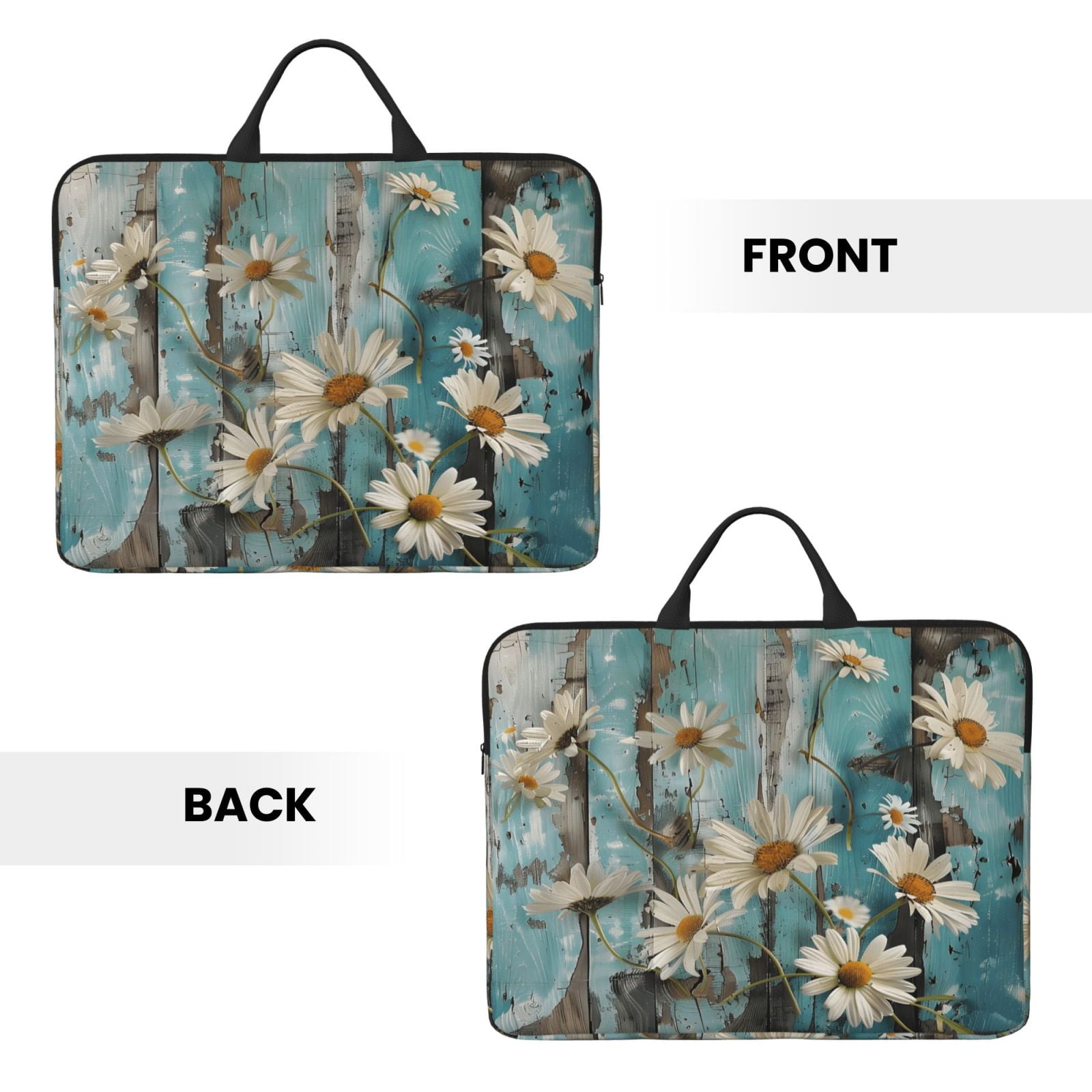 Laptop Sleeve Bag For Women Men 14inch Waterproof Durable Protective Computer Carrying Cover Handle Laptop Case Bag Turquoise Wood Farmhouse Sunflowers (12)
