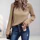 thumbnail image 3 of Haut Moulant Señoras Bodycon Top Cuello redondo Prendas de punto Top Camisa elegante Top plisado Traje diario Ygjytge Caqui L para Mujer, 3 of 6
