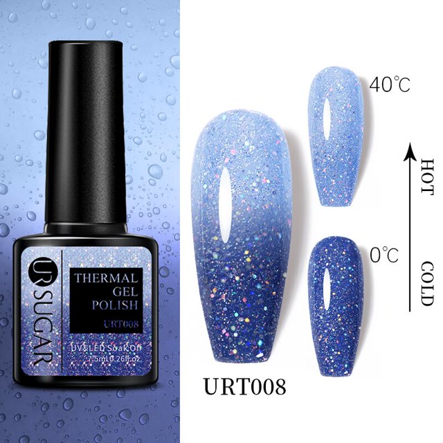 Azúcar UR 7,5 ml Gel térmico ultrafino con purpurina remojo de Gel UV cambio de Color copo de nieve temperatura cambio de Color barniz para decoración de uñas Tan Jianjun unisex