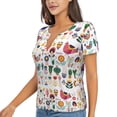 thumbnail image 2 of Zufioo Alpaca Flower for Women's Deep V-neck Short-sleeved T-shirt, Top with Short Sleeves - with Stainless Steel Buckle, Moisture Wicking, Ideal Home Wear-XX-Large, 2 of 7
