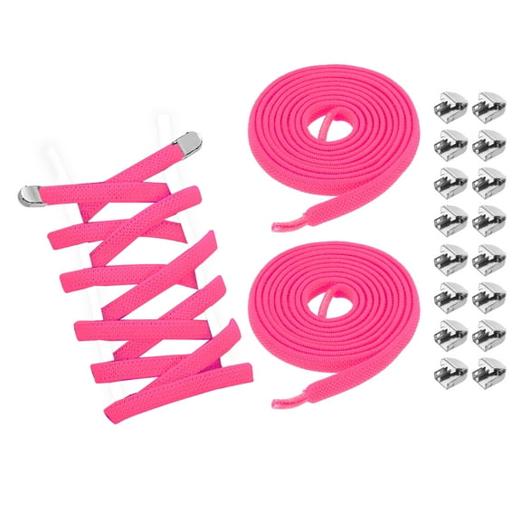3Pairs No Tie Shoe Laces, Elastic Tieless Shoelaces with End Clips, Rose Red