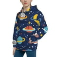 thumbnail image 2 of Pofeuu Planets and Stars Print Kids Pullover Hoodies Warm Thick Hooded Sweatshirt with Packet for Boys Girls-Medium, 2 of 6