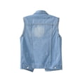 thumbnail image 2 of Franhais Women Sleevelees Denim Jacket Solid Color Turn-Down Collar Button Down Frayed Hem Jean Vest（2XL-5XL）, 2 of 3