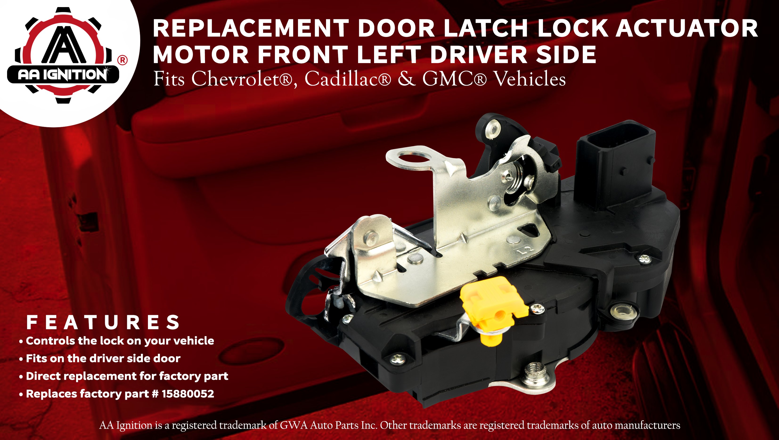 Door Latch Lock Actuator Motor Front Left Driver Side Replaces#  15880052, 207838846, 25789211, 931-303 For 2007, 2008, 2009 Chevy Tahoe,  Silverado HD, Cadillac Escalade, GMC Sierra, Yukon  more