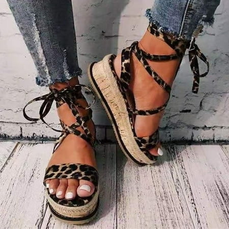 

Alueeu Women s sandals Womens Fashion Wedges Open Toe Knot Beach Shoes Roman Slippers Sandals