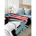 thumbnail image 4 of Puerto Rico Flag California King Size Flat Sheet, Wrinkleproof & Fadeproof Cooling Flat Bed Sheet Only, Modern Art Palm Tree American Flags Breathable Soft Bedding Top Sheets 108 x 98 Inches, 4 of 8