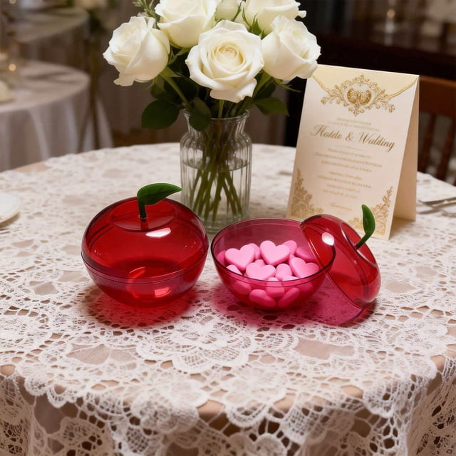Apple-Shaped Plastic Candy Box for Party Favors and Small Gift Storage