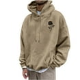 thumbnail image 2 of Rciityk Khaki Men's Hoodies Casual Solid Printed Pullover Hooded Sweatshirts Fashion Loose Long Sleeve Sweatshirt with Pocket - Fall/Winter Savings Clearance, 2 of 6