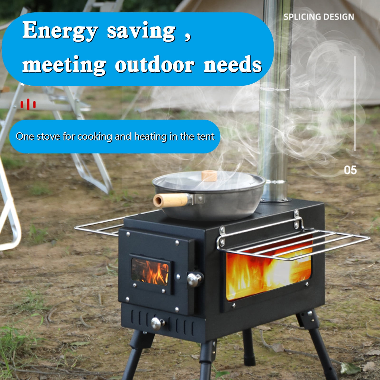 Outdoor Portable Tent Camping Wood Burning Stove with Pipe For Tent Cooking  - Walmart.com