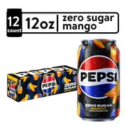 Pepsi Cola Zero Sugar Mango Soda Pop, 12 fl oz, 12 Pack Cans