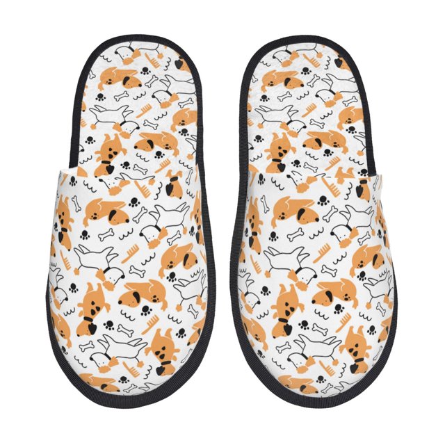 Fotbe Cute Dog Pantuflas Peludas para Mujer con Estampado, Zapatillas de Peluche, Zapatos de Invierno para Casa, Uso Interior y Exterior-Medium