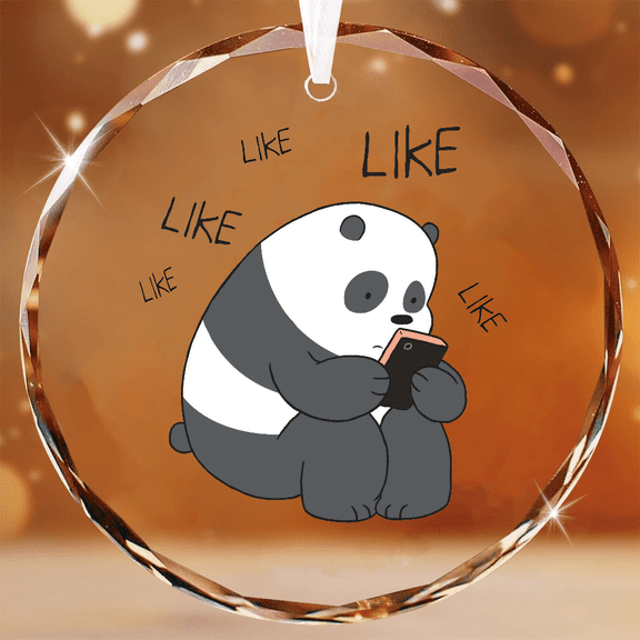We Bare Bears Ornament Panda Likes Cartoon Design Christmas Glass CIRCLE GLASS ORNAMENT Home Decor