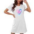 thumbnail image 1 of Camisón corto de talla grande para mujer, camisón de manga corta con estampado de pecho a la moda, camisón para mujer, 1 of 2