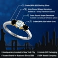 thumbnail image 2 of Gem Stone King 925 Silver and 10K Yellow Gold Sky Blue Aquamarine and Black Diamond Engagement Ring for Women | 1.04 Cttw | Round 5MM | Gemstone March Birthstone | Size 8, 2 of 6