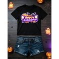 thumbnail image 2 of Women's T‑Shirt, Halloween Costume, Casual Funny Ghost Pumpkin Bat Print, Party Trick Or Treat, 2 of 5