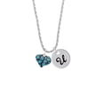 thumbnail image 2 of Delight Jewelry Silvertone Hot Blue Cheetah Print Heart Silvertone Script Initial Disc - U - Charm Necklace, 20"+3", 2 of 4