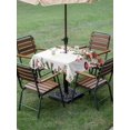thumbnail image 3 of Outdoor Tablecloth with Umbrella Hole and Zipper, Christmas Square Table Cloth 60x60 Inch Waterproof Tablecloth, Xams Tree Winter Red Poinsettia Pine Cones Picnic Table Cover for Patio Camping, 3 of 7