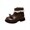 Brown, variant on Girls Short Dress Boot with Lace Decoration Thick Bottom Solid Classic Trendy Dreesy Cute Comfy Cozy Soft Winter Warm Non Slip Girls Riding Boots