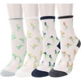 thumbnail image 2 of PTSPLLMY Sox Womens Girls Sheer Socks Mesh Lace Crew Socks Transparent See Through Ultra Thin Silk Nylon Dress Socks, 2 of 8