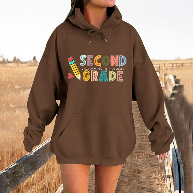 TINZ Chandails à Capuchon et Chandails pour Femmes pour la Saison Scolaire, Col Rond Décontracté, Design avec Motif pour Agencer avec des Jeans, Polyvalent pour le Printemps et l'Automne, Chandail à Capuchon pour Femmes, Hauts d'Automne pour Femmes