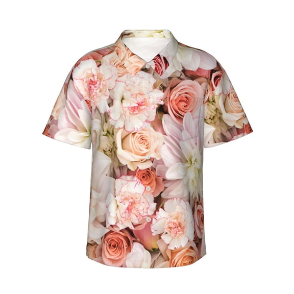 Flowers Men'S 3d Print Casual Button Down Shirts, Novelty Hawaiian Short Sleeves S