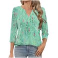 thumbnail image 2 of JTZGDY Tunic Tops for Women to Wear with Leggings Loose Fit Casual Floral Printed Summer V Neck Graphic T-Shirts Trendy Flowy Cotton Blouses Green#02 S, 2 of 7