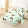 thumbnail image 2 of Homewish Dachshund Bow Twin Sheets,Cute Animal Bedding,Green White Stripes Decor,3 Pieces,1 Fitted Sheet and 1 Pillowcase, 2 of 6