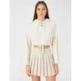 thumbnail image 3 of Soft Fabric Button Crop Hoodie, 3 of 5