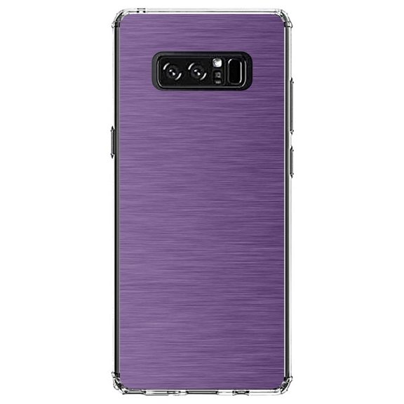 DistinctInk Clear Shockproof Hybrid Case for Samsung Galaxy Note 8 - TPU Bumper, Acrylic Back, Tempered Glass Screen Protector - Purple Stainless Steel Image - Printed Stainless