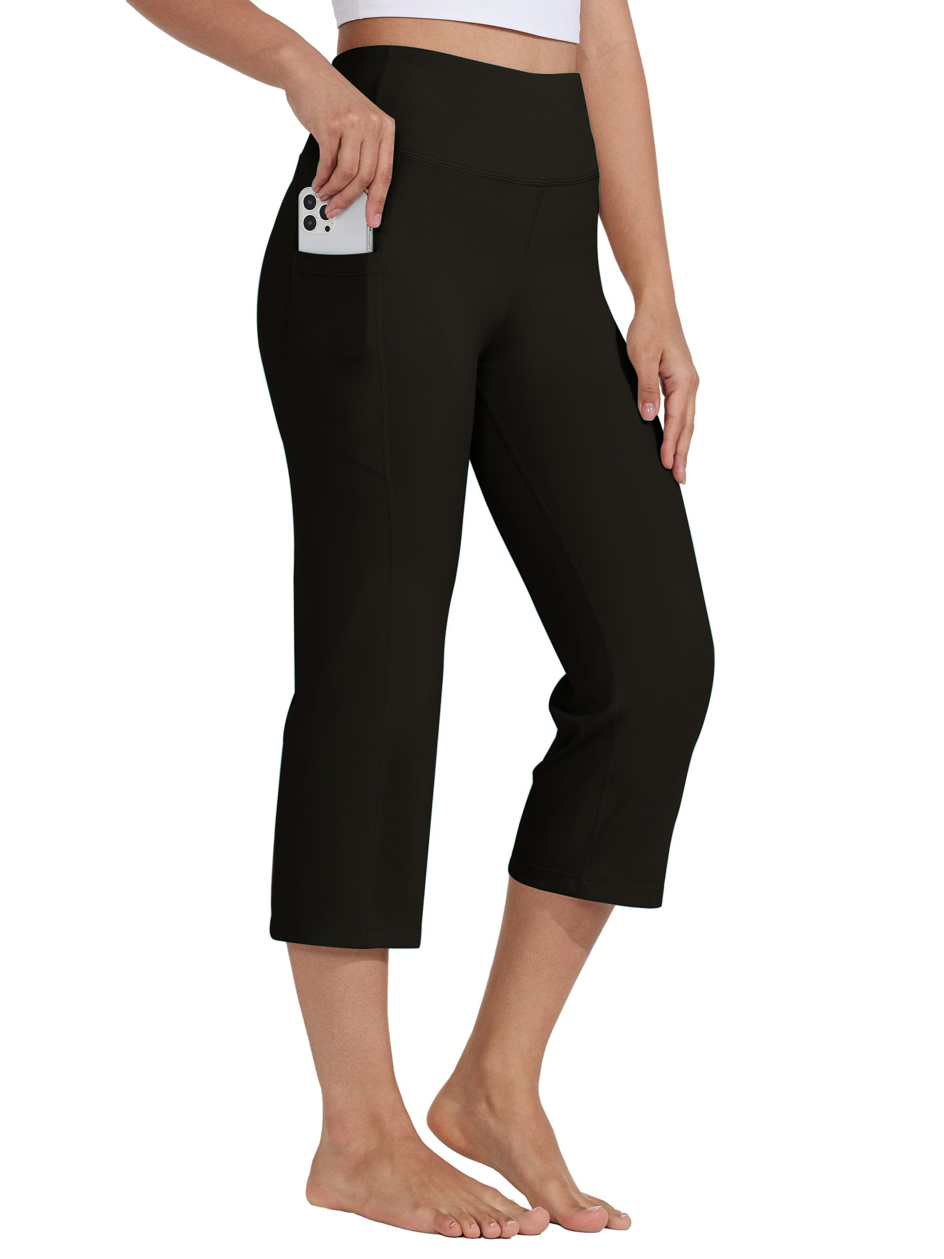 Rosvigor Capris Pants for Women High Waist Yoga Pants Women Athleisure Straight Legs with Pockets
