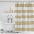 thumbnail image 4 of Brown Linen Stripes Bathroom Shower Curtains with Hooks, Vintage Country Waterproof Fabric Washable Shower Curtain for Home Hotel Bathtub Decor 36x72 Inch, 4 of 9
